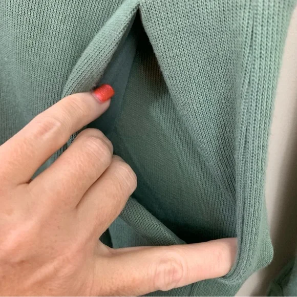 Boden Knit Long Sleeve Quarter-Zip Sage Green Midi Dress - Picture 4 of 10